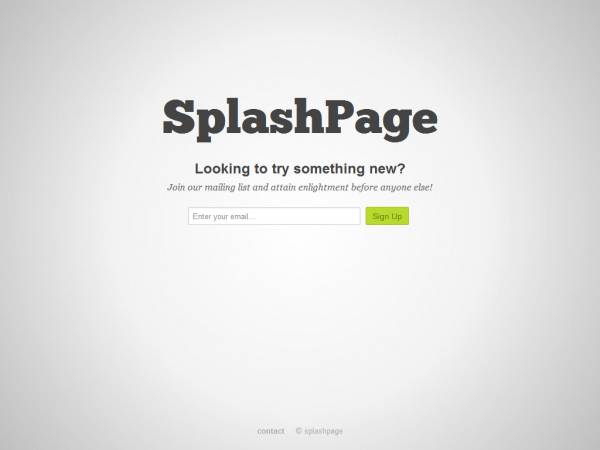 splash page