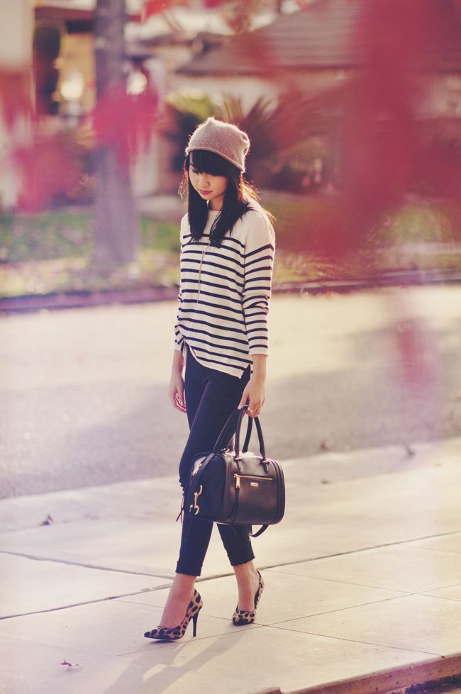 leopard pumps, sole society, marco santi, sole society catherine, marco santi catherine, rebecca minkoff darcy, structured satchel, breton stripes