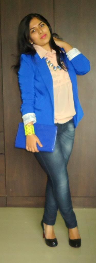 OOTD: Peach Lace Blouse, Blue Denims OOTD: Peach Lace Blouse, Blue Denims