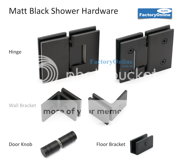 Shower screen black hardware hinge knob